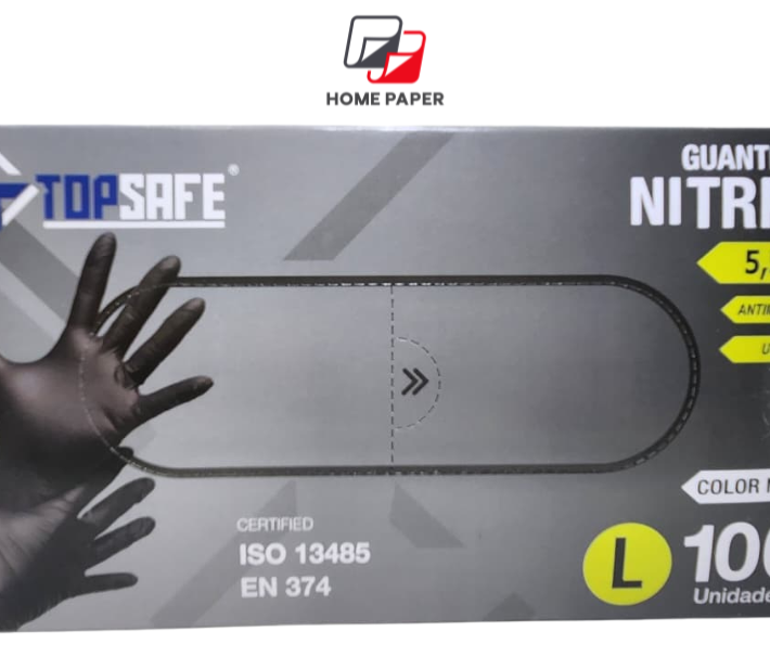 Guante Nitrilo Negro 5,5 Gr Talla L 100 Unid