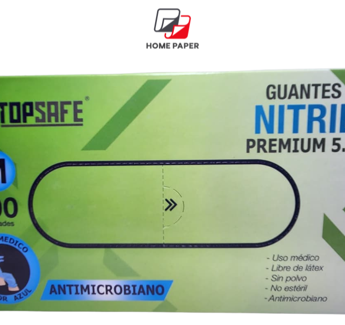 Guante de Nitrilo 5,5 gr Talla M, Topsafe Azul (100u)