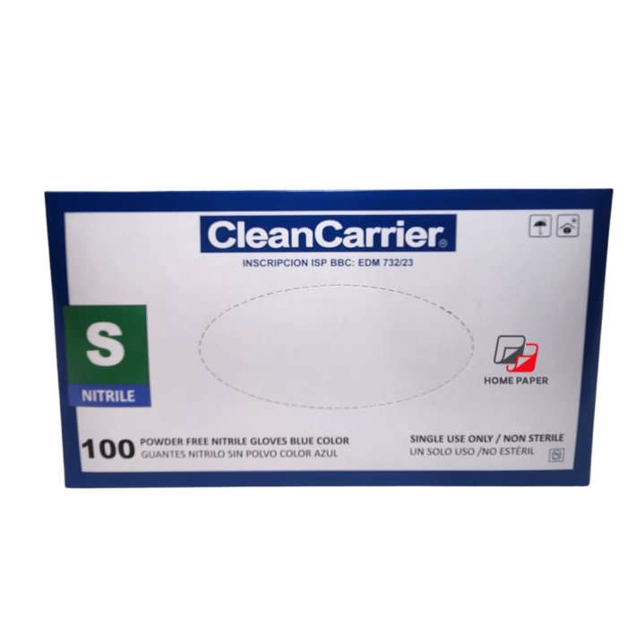 Guante Nitrilo Celeste Talla S Caja x 100 unid Clean Carrier