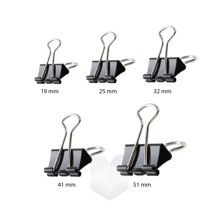 CLIP DOBLE NEGRO 1" 5/8 / 41MM METALICO FULTONS 12 UNID